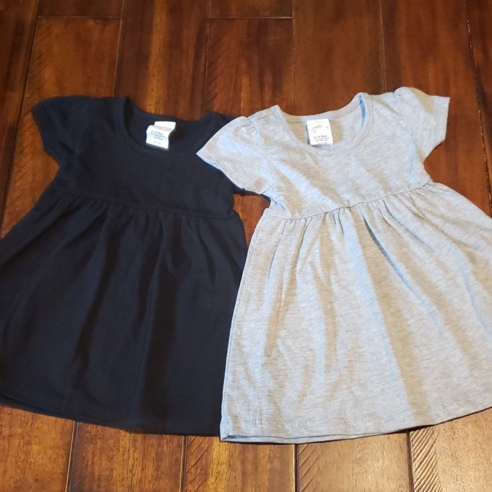 2 knit dresses brand new 6-12 months black & gray baby dress
